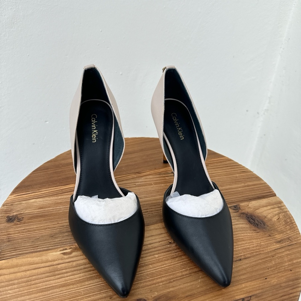 Calvin Klein Black and Cream Women's Heels
